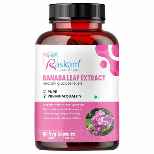 Raskam Banaba Leaf Extract Capsules |Natural Wellness Support |100% Vegetarian | 60 Capsules