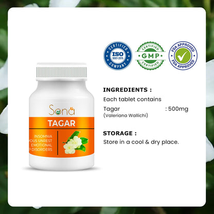 Sona Healthcare Ayurvedic Tagar Capsule for Quality Sleep (60 Cap)
