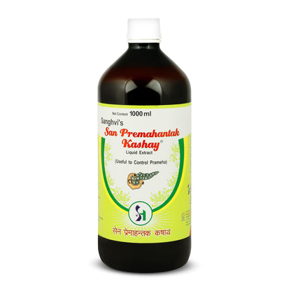 Sanghvi's San Premahantak Kashay (Liquid Extract), Kutaki, Herde and etc, Controls Sugar Level, Digestion, Constipation, Gastric Problems, Prameha, Weakness, 1000 ml