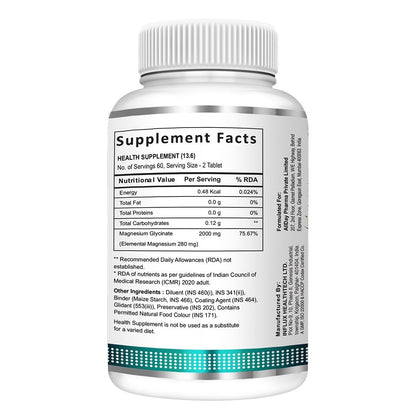 SWISSLIFE FOREVER Magnesium Glycinate Tablets | Chelated Magnesium Glycinate | Dietary Tablets with Mineral and Amino acid (Magnesium Glycinate) Help in Bone health for Men & Women (Pack of 1)