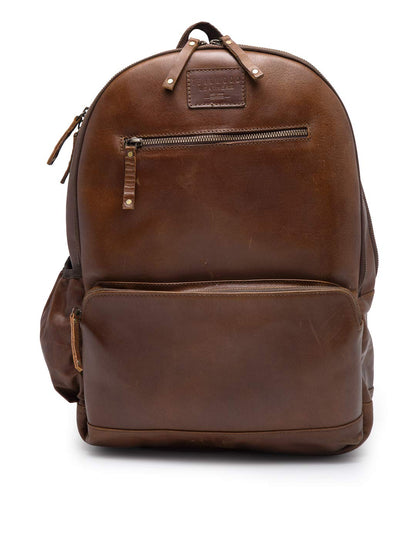 Teakwood Genuine Leather Backpack Laptop Bag For Men and Women(Brown)