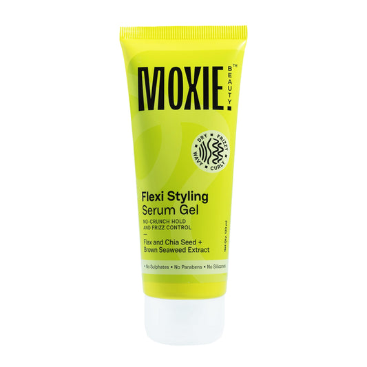 Moxie Beauty Flexi Styling Serum Gel - Medium Hold & 94% Users Reported Frizz Reduction | Non-Crunchy, Non-Sticky | For Frizzy, Dry, Wavy, Curly Hair | Sulphate, Paraben & Silicone Free | 120 m