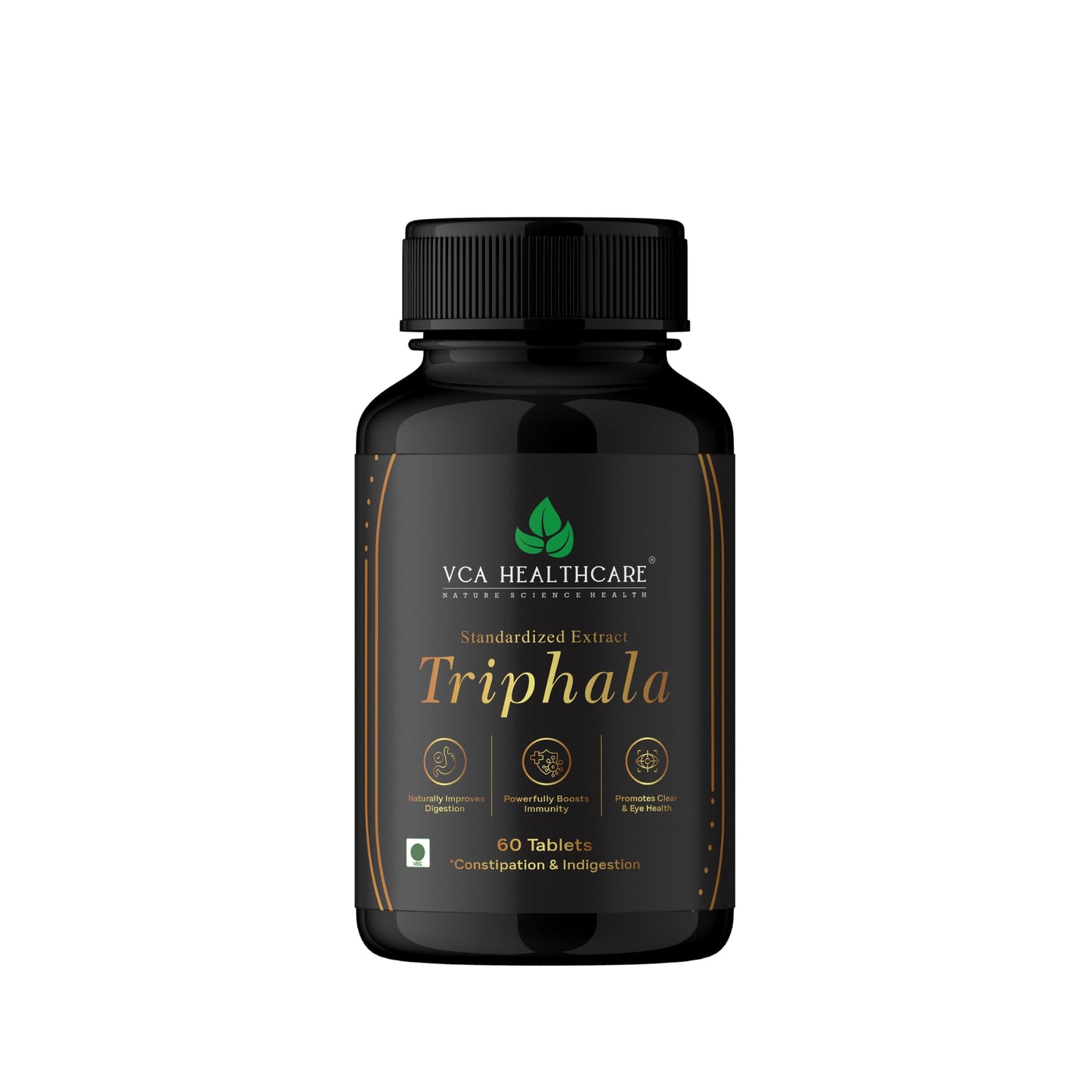 VCA Healthcare Triphala Extract Tablets | Ayurvedic Herbal Supplement for Digestive & Detox Support | Gut Health & Constipation Support | Natural Cleanse and Metabolism Support (Pack of 1)
