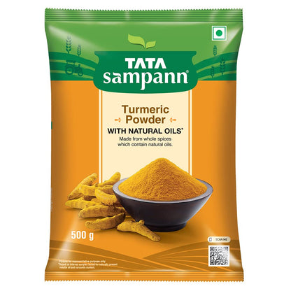 Tata Sampann Turmeric Powder With Natural Oils, 500g & Tata Sampann Hing (Bandhani Hing), Recommended by Chef Sanjeev Kapoor, Compounded Asafoetida, 50g