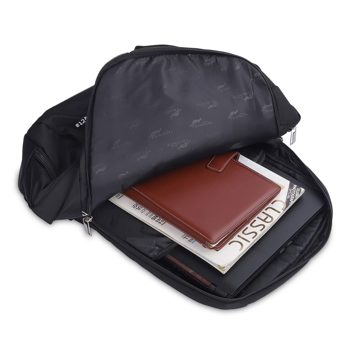 Protecta Proposed Merger Convertible Backpack Office Bag – with external laptop compartment and space for clothes and accessories for work or leisure trips - Black