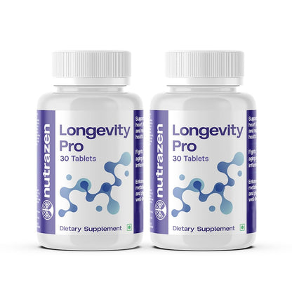 Nutrazen Longevity Pro - Pack of 2, 60 Tablets | Resveratrol, CoQ10, AHA