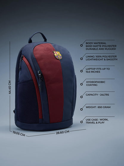 The Souled Store FCB Legacy Backpack – Official FC Barcelona Red & Blue 24L Laptop & College Bag, Travel Daypack for Men & Women