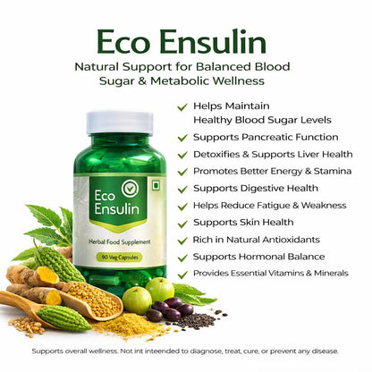 EcoEnsulin Veg Caps - 60 Capsules| Herbal Glucose Balance Support