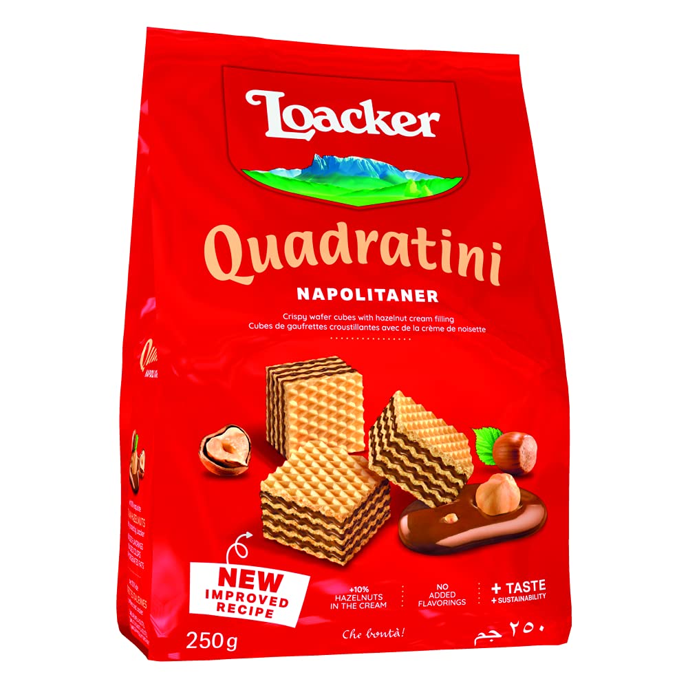 Loacker Quadratini Napolitaner(Milk, Hazelnut)250G,Italy, 0.25 Kg