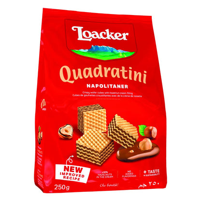 Loacker Quadratini Napolitaner(Milk, Hazelnut)250G,Italy, 0.25 Kg