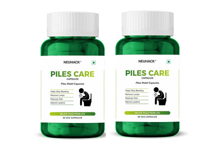 Neuhack Piles care capsules - Pack of 2(60 veg caps each) | Ayurvedic | Fast relief from hemorrhoids & fissure