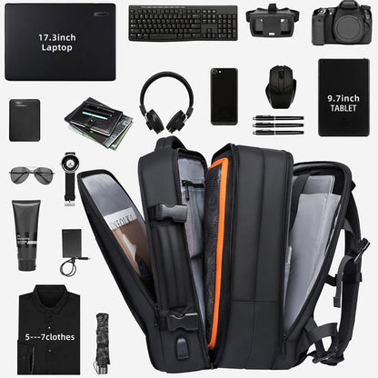 35-45L Carry On Backpack Weekender Travel Backpacks 17.3 inch Laptop Back Pack Business Expandable Bag for Men and Women, Black-45l, 45l, Backpack