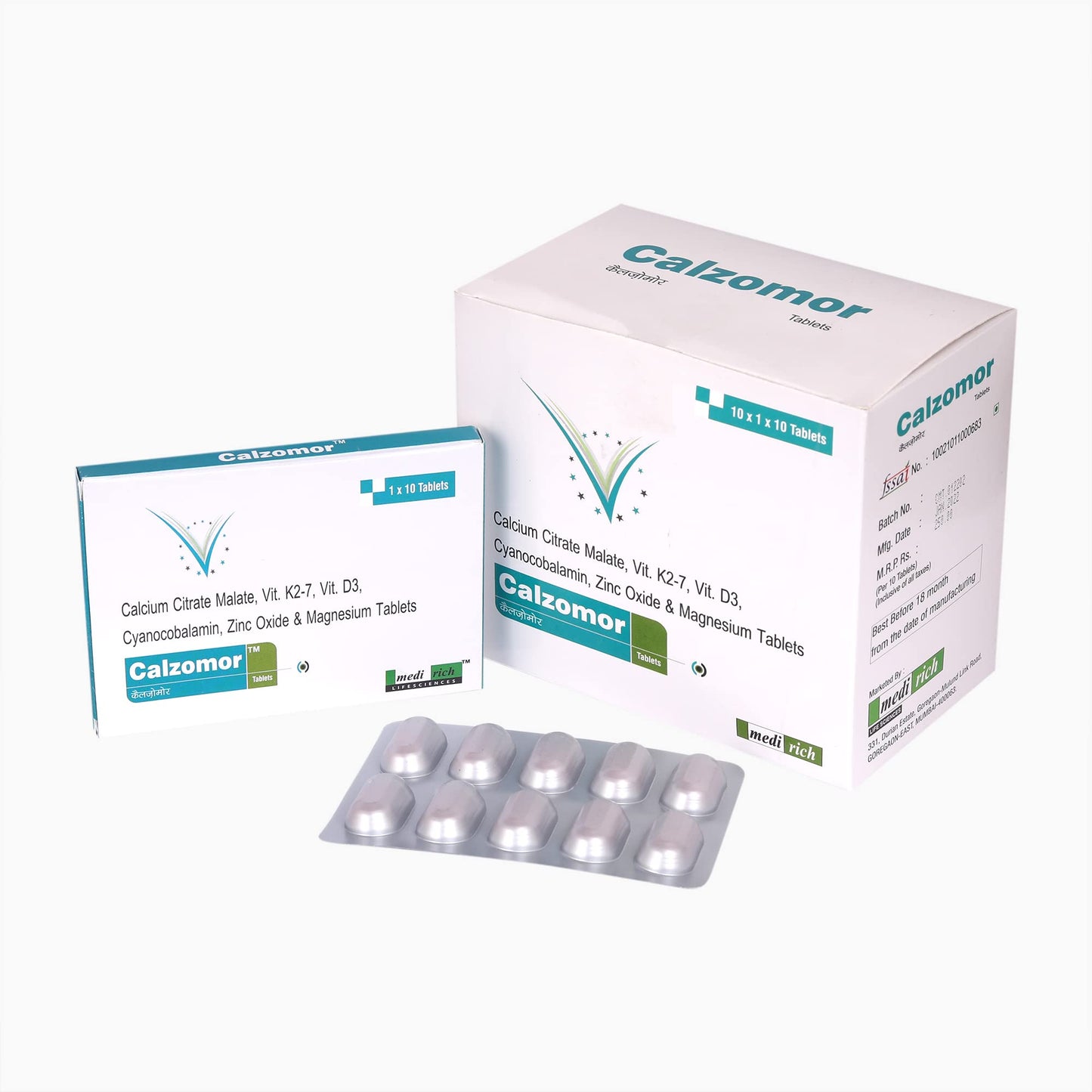 Calzomor | Calcium Magnesium & Zinc Tablets with Vitamin D3, Calcium Supplement for Women and Men, For Bone Health & Joint Support, 20 Tablets (Calcium tablets with Vitamin d)