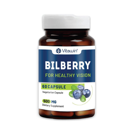 VitaWin Bilberry Extract 500mg for Eye Health & Vision Support | Rich in Natural Antioxidants | Supports Healthy Eyes, Retinal Wellness & Daily Screen Exposure | 60 Veg Capsules