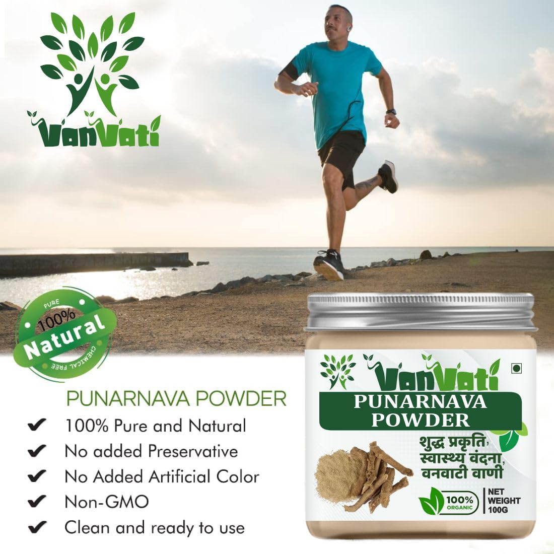 VANVATI Pure Punarnava Powder Herbal Powder For Kidney Health Care And Wellness 100gm
