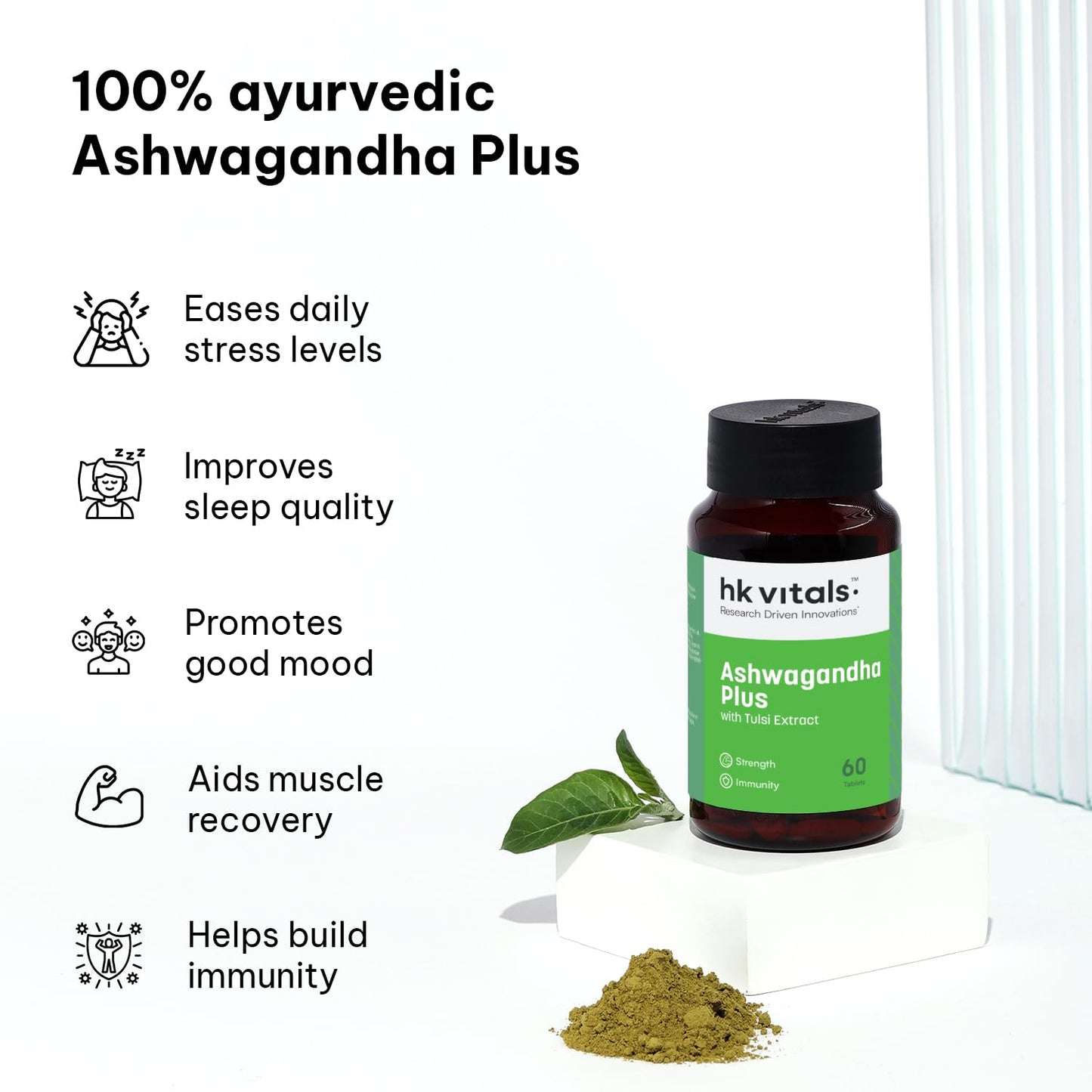 hk vitals Ashwagandha Plus with Tulsi Extract 500mg (60 Tablets) | Impr- image 5