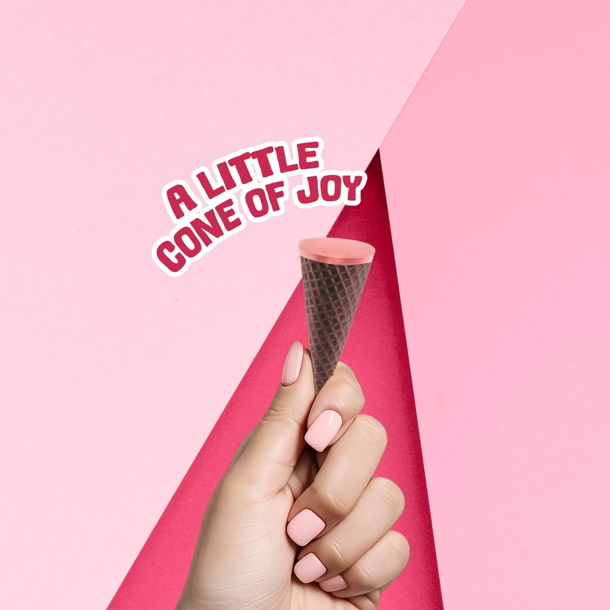 Pure Temptation Joy Strawberry Flavored Waffle Cone - Chocolates For Kids Gift Pack - 1 X 24 Pcs - Display Stand - Birthday Chocolate Gift Box For Girls & Boys - Family Chocolate Pack