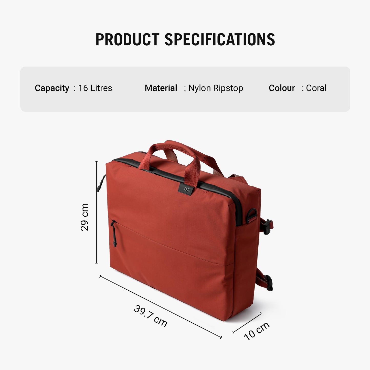 DailyObjects Water Resistant Pivot Briefpack (16L) Bag for Men & Women|Fits 13/14/15.6 inch Laptop/Macbook Pro/Air|Lightweight| Messenger Backpack|Office Use/Travel|Multi Pocket|Adjustable Strap (Red)