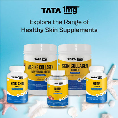 TATA 1mg Marine Collagen Powder | Fortified with Grape Seed Extract for Enhanced Results | Supports Skin, Hair & Nails | With Collagen Peptide for Hydration & Strength | Unflavored, 210g