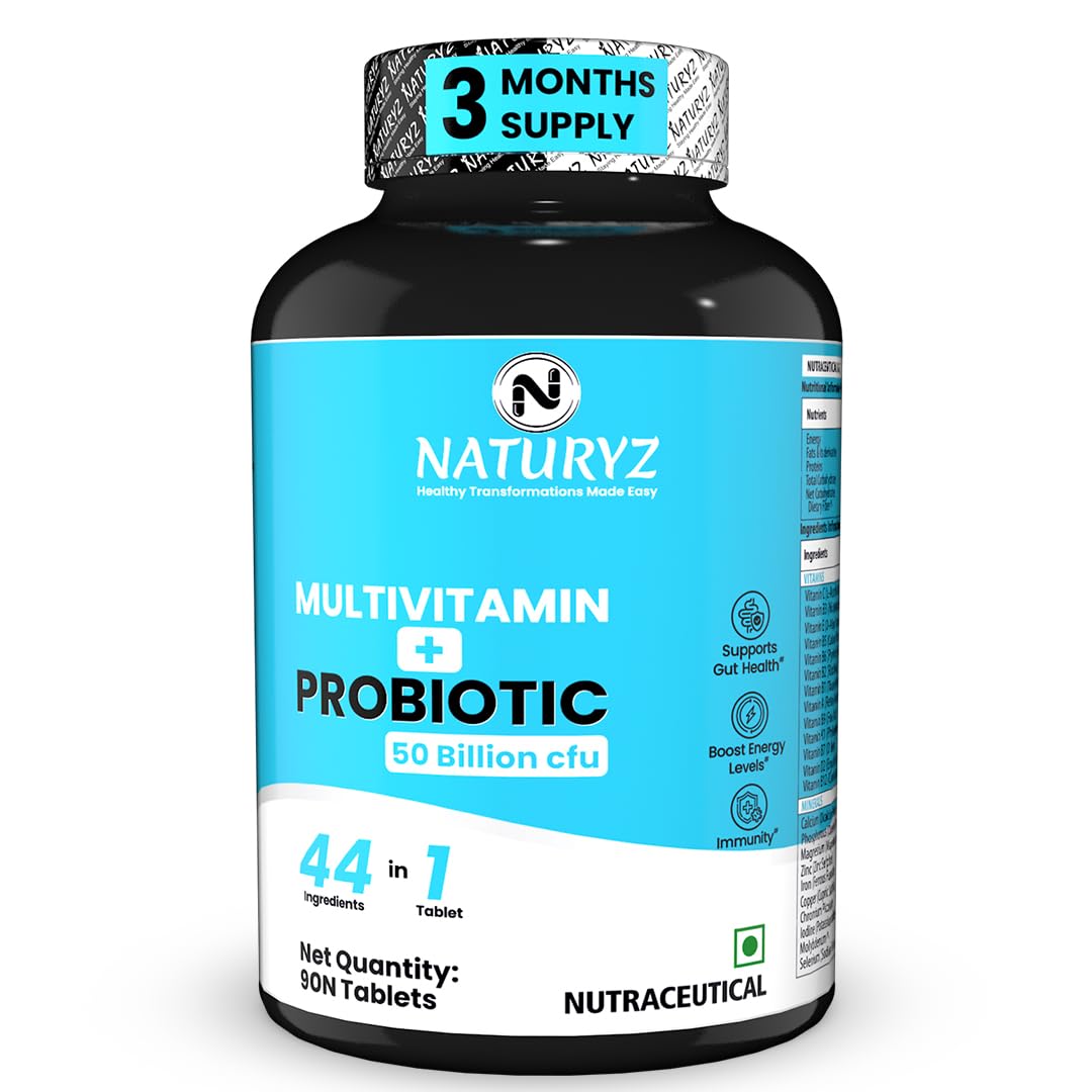 NATURYZ Highest Strength Daily Multivitamin with 50 Billion CFU Pre-Probiotics |
