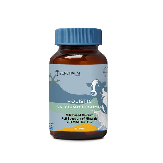 Holistic Calcium and Curcumin - Improves Joint Health, Strengthens Bones & Muscles - Boosts Immunity & Heart Health (60 Tablets)