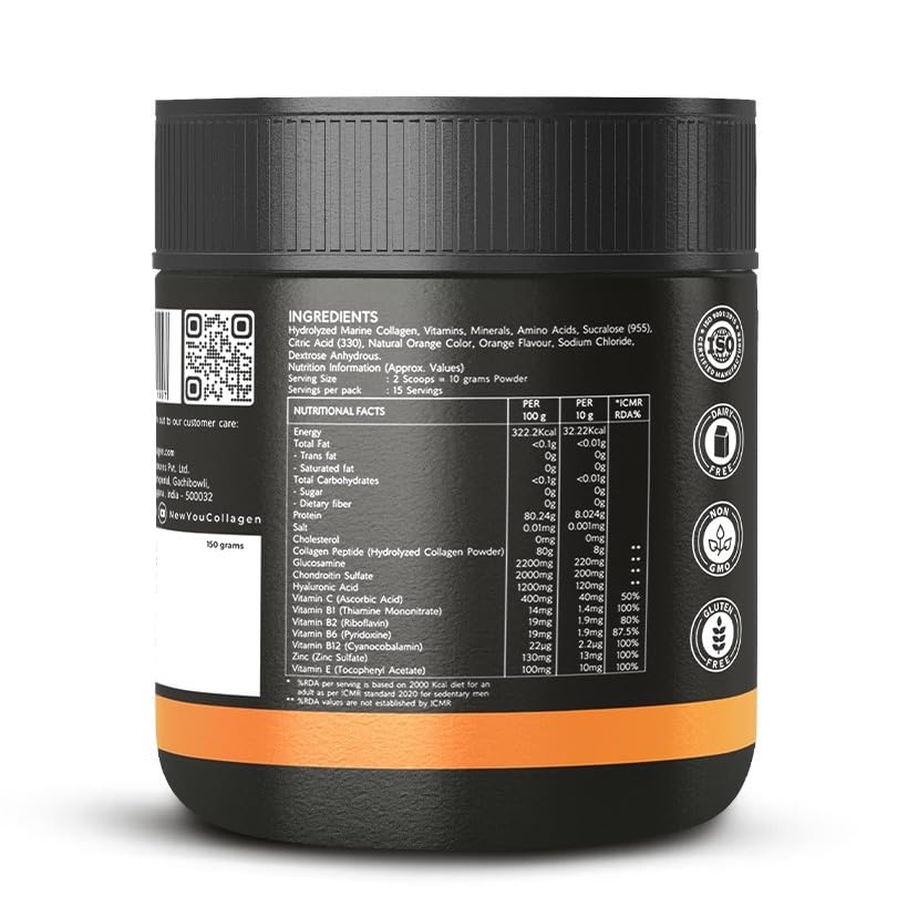 NewYou Collagen Active Performance Booster | Enhances Joint Movement, Bone Strength & Flexibility | Helps Reduce Back & Knee Pain | Japanese Marine Collagen + Glucosamine + Hyalu