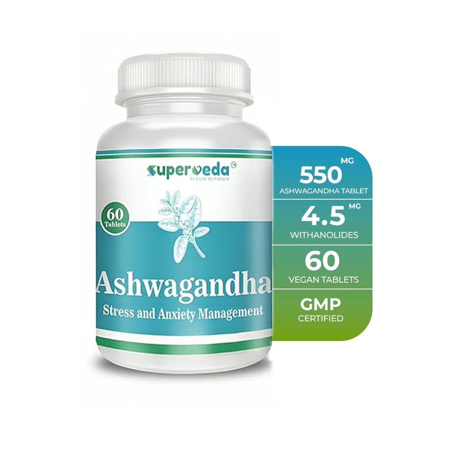 Superveda Ashwagandha 500mg For Men & Women | 60 Capsules (Pack of 1)