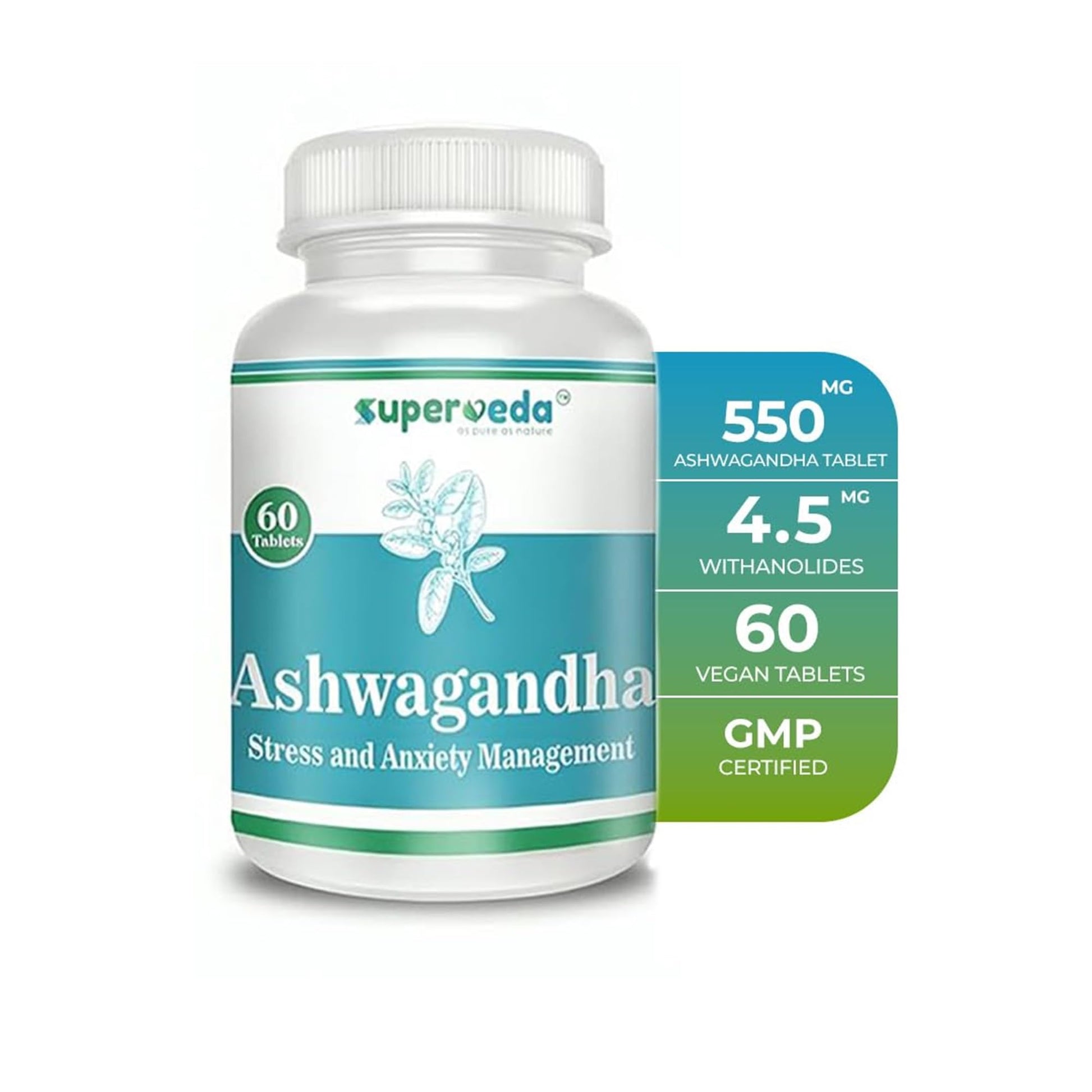 Superveda Ashwagandha 500mg For Men & Women | 60 Capsules (Pack of 1)