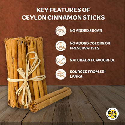 5:15PM Ceylon Cinnamon Sticks Original 100gm | SriLankan Dalchini Cinnamon Stick | World's Finest Ceylon Cinnamon Quills | Genuine Source Certified