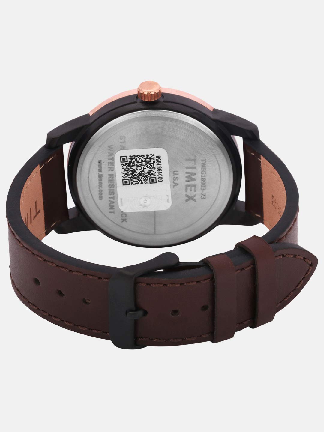 TIMEX Analog Watch for man with Brown Round Dial & Brown Leather Strap Band Water Resistant Men's Wrist Watches - TWEG18903