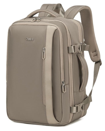 Chantria Ladies’ Travel Backpack | 33 Litres Expandable Capacity | Suitable Laptop Compartment | 180° Full-Zip Opening | Waterproof Toiletry Pouch | 2-in-1 Convertible Office & Travel Bag Khaki