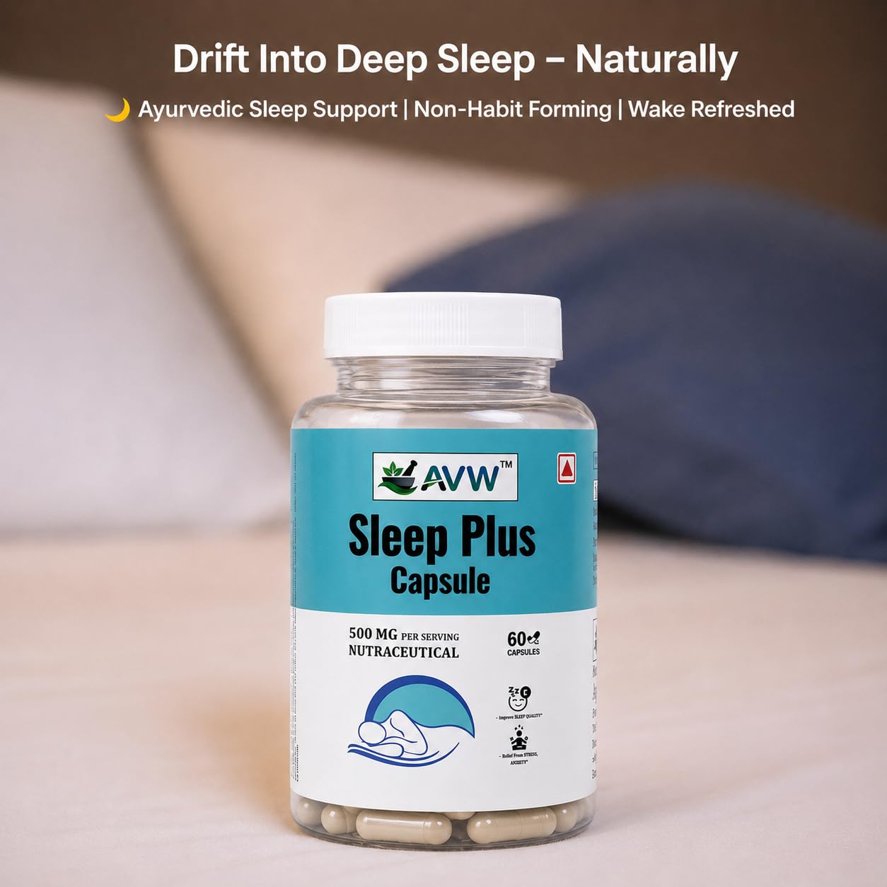 AVW Sleep Plus Ayurvedic Capsules – 60 Capsules | Advanced Herbal Night Support for Relaxation, Calm Mind & Restful Wellness