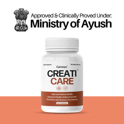 Cureayu CreatiCare™ Capsules – Herbal Supplement with Punarnava, Gokhru & Varuna | Supports Renal Wellness & Fluid Balance | 60 Veg Capsules