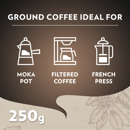 Lavazza Caffe Espresso Ground Coffee, 250 g Pouch, Carton
