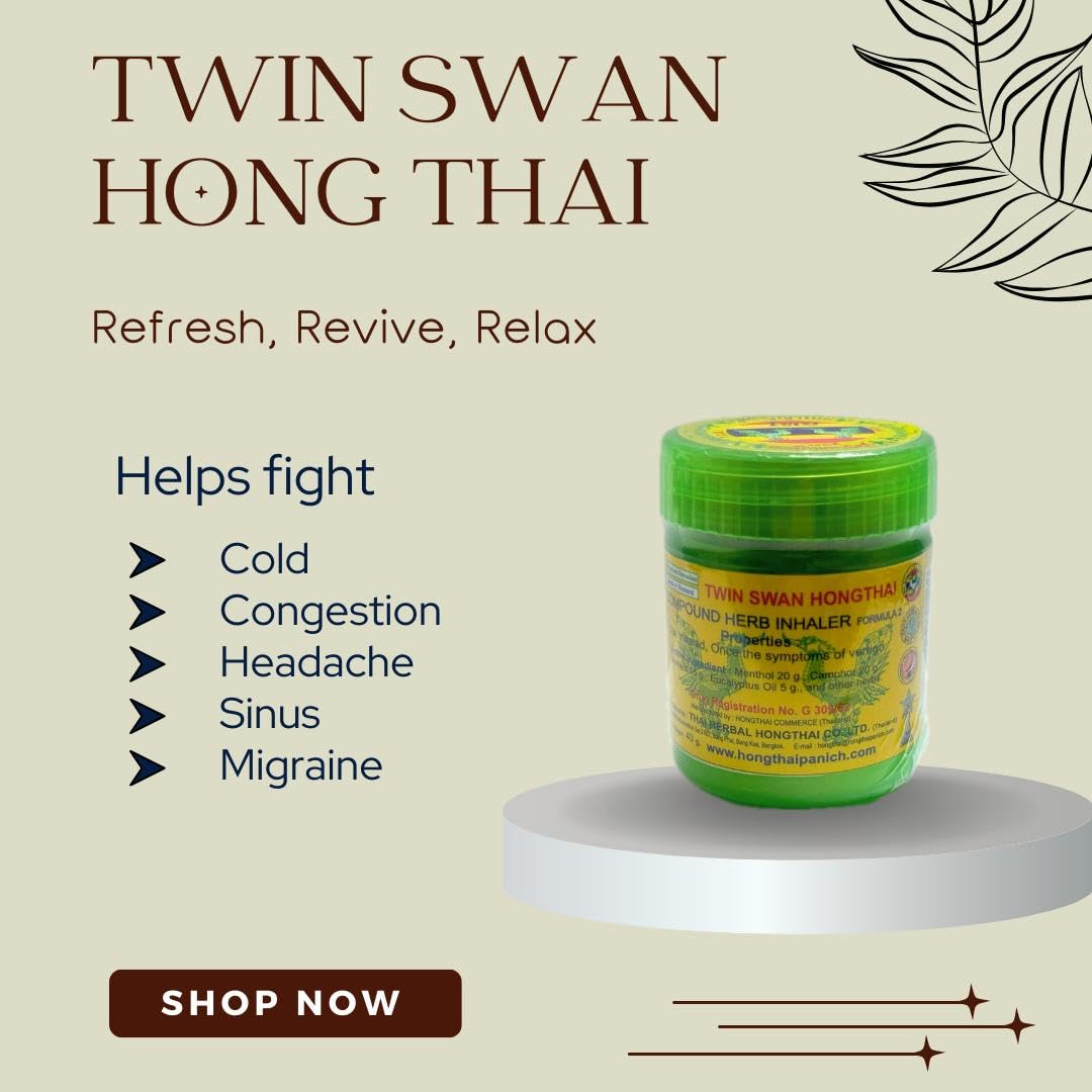 TWIN SWAN HONGTHAI™ Herb Inhaler Traditional Thai Herbal Inhalant (Pack of 2)