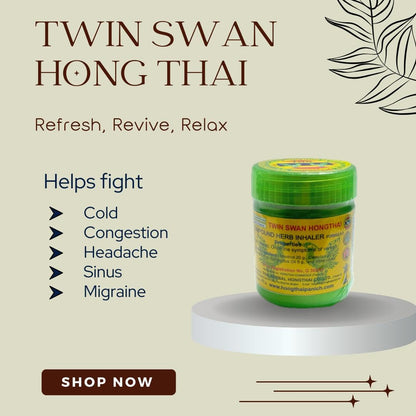TWIN SWAN HONGTHAI™ Herb Inhaler Traditional Thai Herbal Inhalant (Pack of 2)