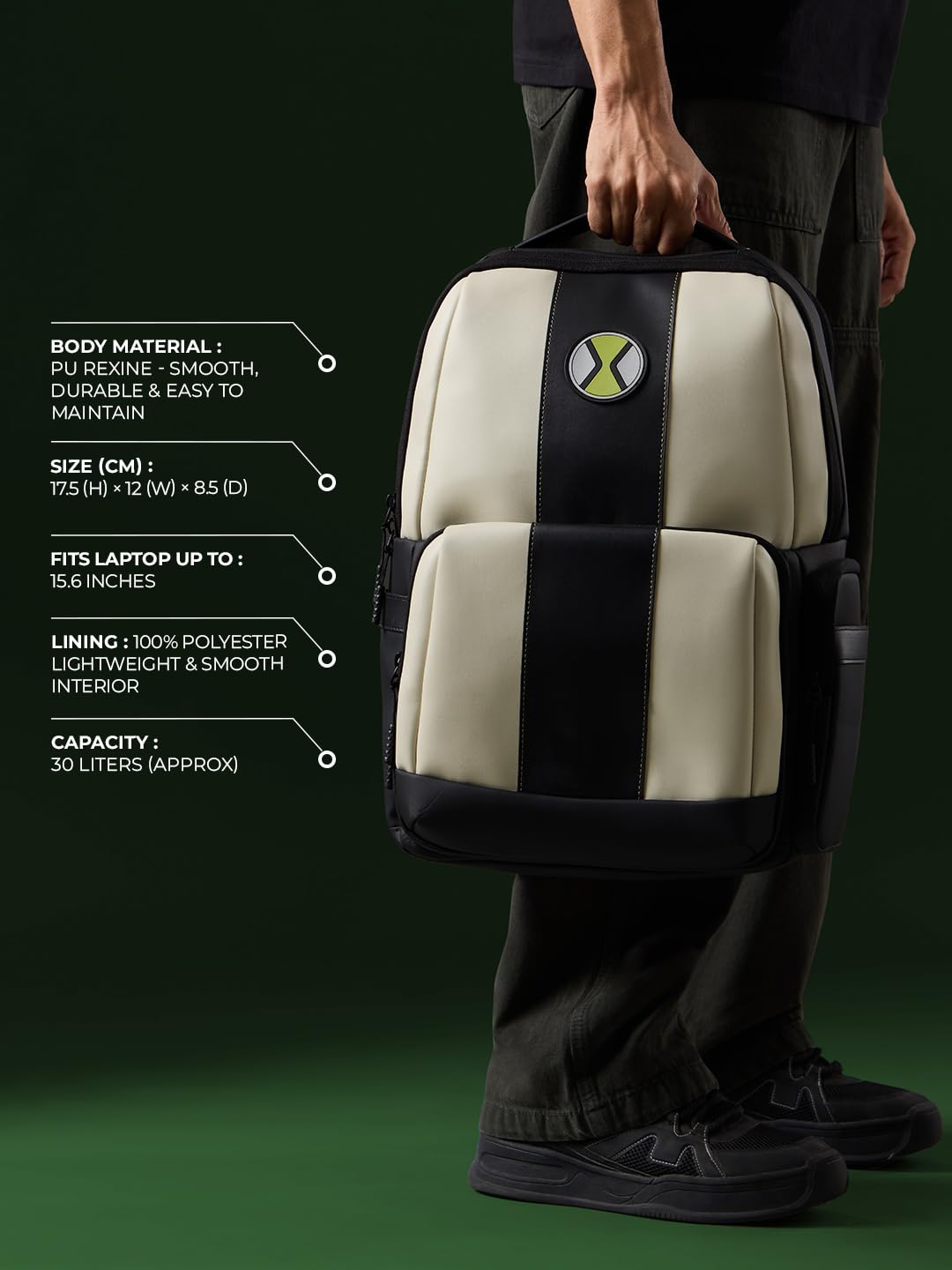 The Souled Store Ben 10: Omnitrix Backpacks | Official Cartoon Network Merchandise | Premium Water-Resistant Laptop Bag with Iconic Graphic | Durable Urban Travel Rucksack for Men & Women