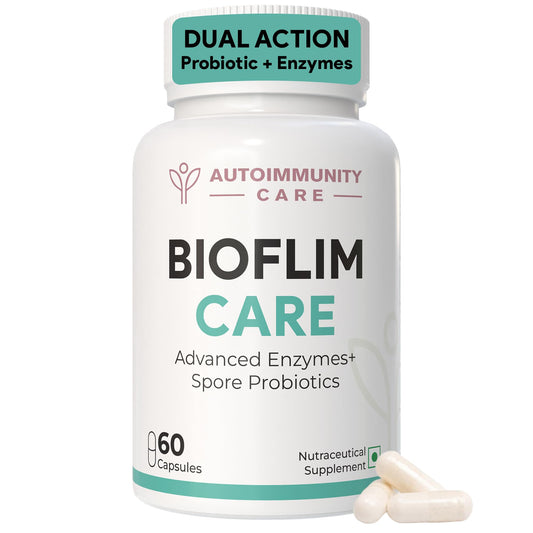 Autoimmunity Care Biofilm Care | Probiotics Supplement with Digestive Enzyme | Advanced Biofilm Defense for Gut Health, Digestion & Microbiome Support | Anti-Inflammatory Gut Cleanse for Men & Women | 60 Caps & Doses