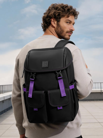 The Souled Store Nebula Backpacks | 19.5L Durable Canvas Laptop Bag for Men & Women | 15.6 Inch Padded Tech Sleeve & Dual Compartment Rucksack – Space Grey