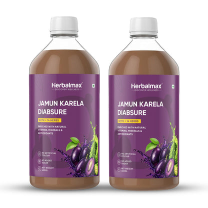 Herbal Max Diabetic Care Juice 450 ml | Herbal Blend with Karela, Jamun, Gudmar, Vijaysar & Amla | Jamun Karela Juice Supports Blood Sugar Management | Suitable for Diabetes & Prediabetes