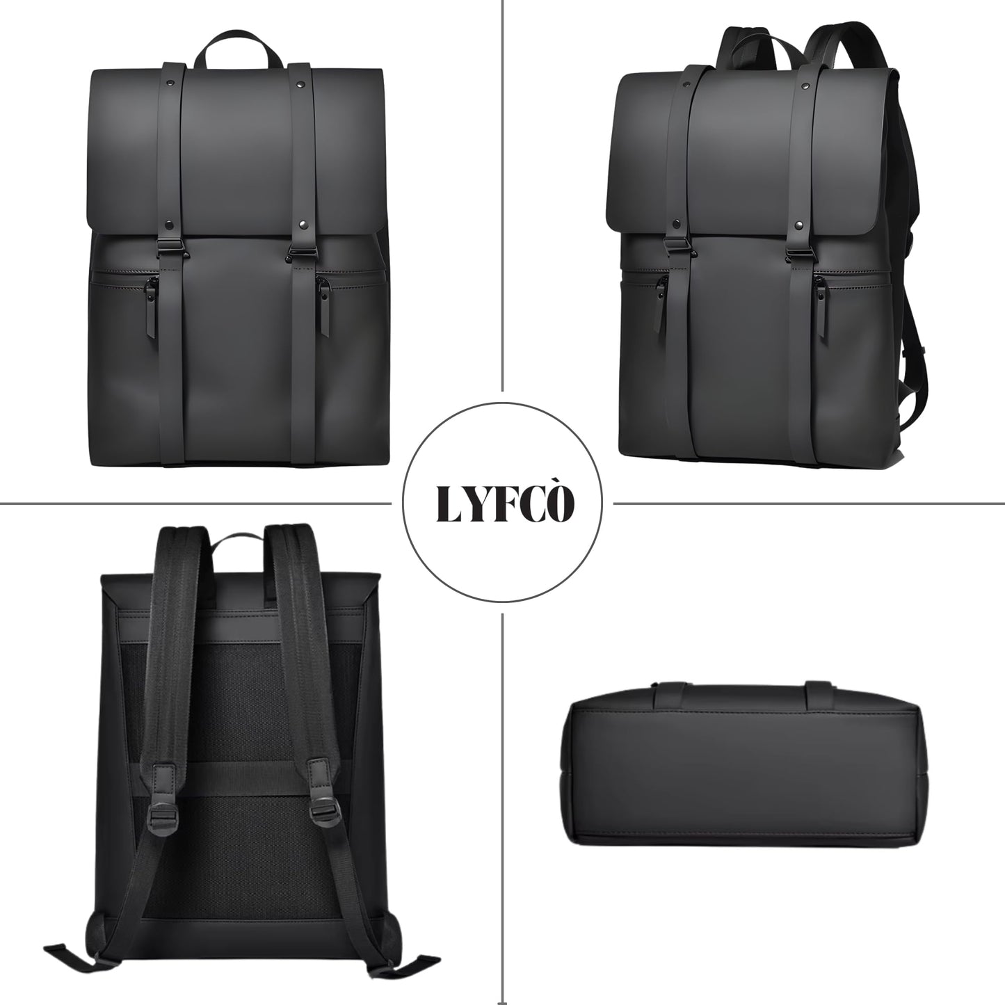LYFCO Laptop Backpack For Men & Women, 14 Inch, Black