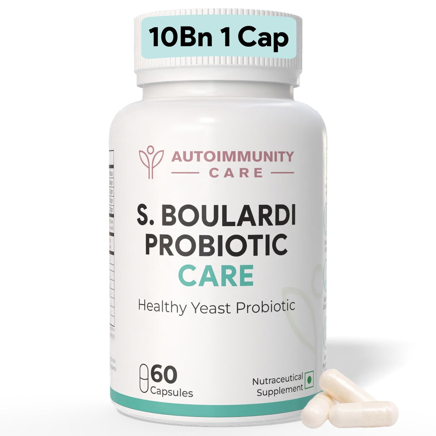 Autoimmunity Care S. Boulardii Care – Saccharomyces Boulardii Probiotic Supplement | 10 Billion CFU | Probiotics Supplement for Gut Health, Intestinal Lining & Microbial Balance | 60 caps (60 doses)
