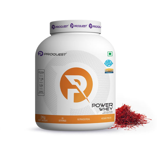 ProQuest Whey Protein Powder, kesar pista 2 kg / 4.4 Lbs (55 Servings) | 24g Protein per Scoop | Lab Tested | With Probiotics & Digezyme® | Perfect for pre-workout, post-workout or intra-workout supplement, supporting muscle recovery & performance