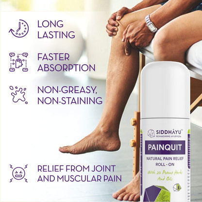 Siddhayu Painquit Roll-On - 75ml (From the house of Baidyanath) I Joint Pain Relief I Back Pain Roll On