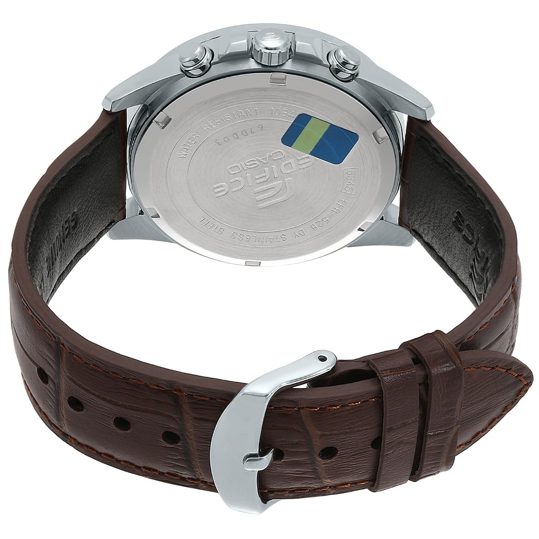 Casio Edifice EFR-526L-7BVUDF Beige Analog Dial Brown Leather Band Men's Watch Chronograph 100M Water Resistant EX303