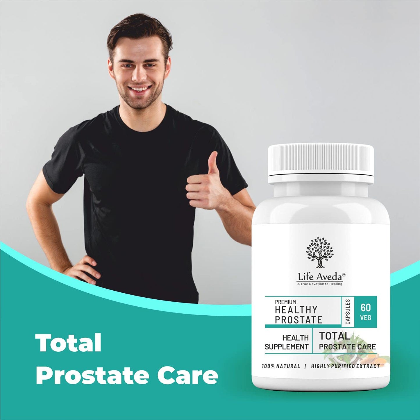 Life Aveda Ayurvedic Prostate care capsules | Helps in Prostate Enlargement | Helps with Inflammation, Burning, Infection & irritation | Male wellness products | 60 Caps