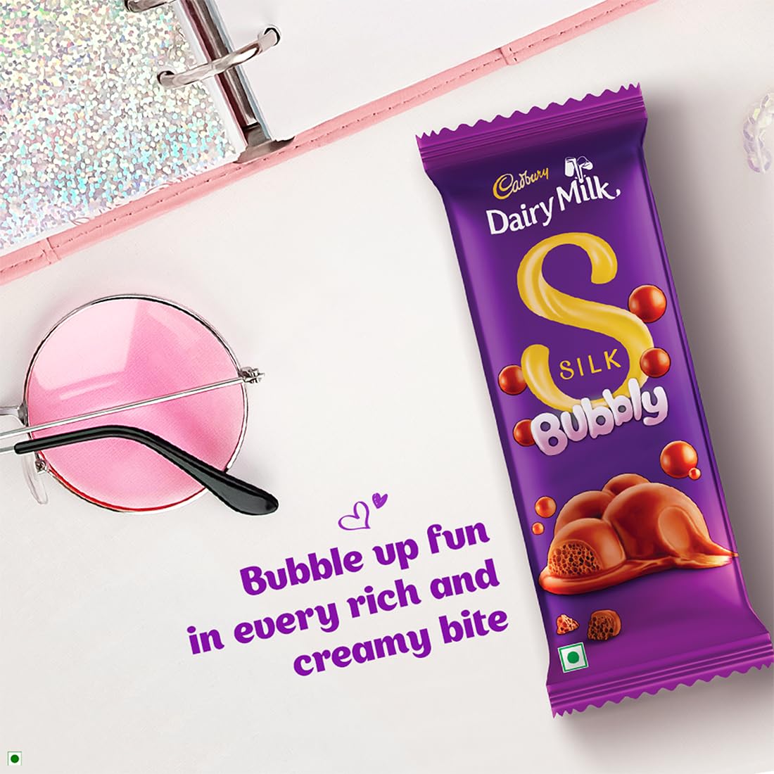 Cadbury Dairy Milk Silk Bubbly Chocolate Bar, 112 g