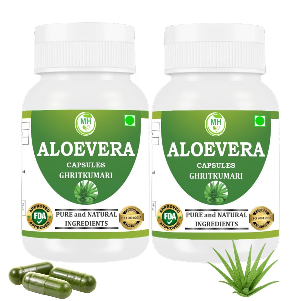 Morsan's Aloevera (Ghritkumari) Capsules, Pack of 2 x 60 x 500 mg. Veg. Capsules (2)