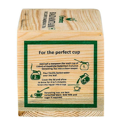 Goodricke Badamtam Darjeeling Tea 100g | Premium Whole Leaf Black Tea | Single Estate | Peach Muscate is a Tste Note| It Comes in Wooden Chestlet| Natural Sweet Aftertaste