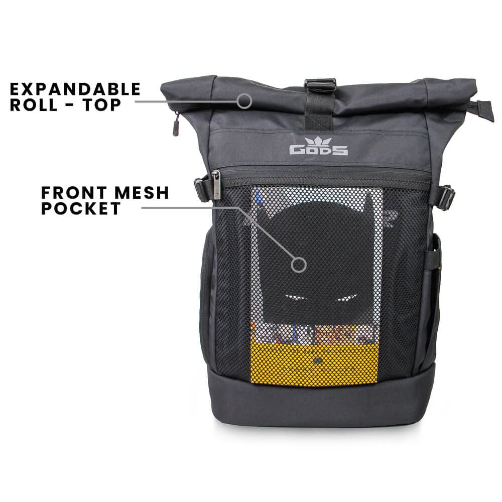 Gods RAPTR ROLL TOP 30 Litre 15.6 Inch Laptop Backpack with Efficient Organiser, Quick Access Pockets, Laptop Compartment, Expendable Design,Travel Friendly, Water Resistant, Black